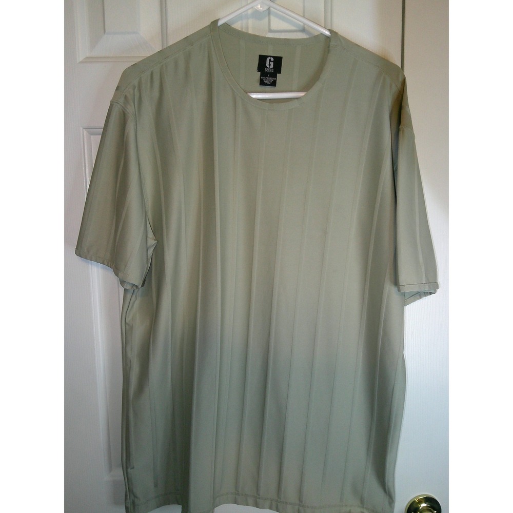 Vintage Guess Jeans Striped T-Shirt Casual Short Sleeve Top Olive Green‎ Size L